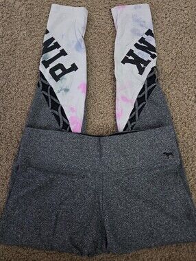 PINK Victoria's Secret Tie Dye Spellout Strappy Leggings Tights